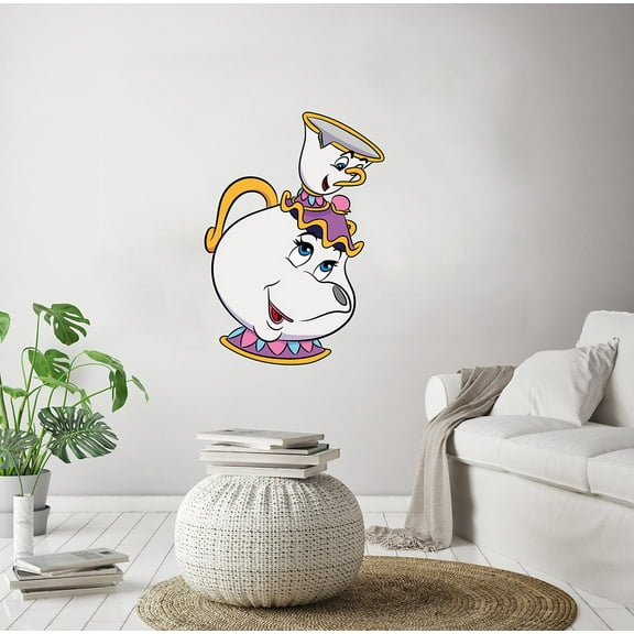 Mrs Pott Chip Teacup Beauty and the Beast Cartoon Decors Wall Sticker Art Design Decal for Girls Boys Kids Room Bedroom Nursery Kindergarten Home Decor Stickers Wall Art Vinyl Decoration (10x8 inch)