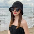 thumbnail image 4 of Women Bucket Hat - Handmade Crochet Floppy Hollow Out Knit Dome Bucket Cap Foldable Fisherman Hat, 4 of 8