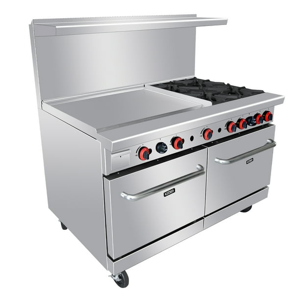 Heavy Duty 60’’Gas 4 Burner Range With 36’’ Griddle and 2 Standard