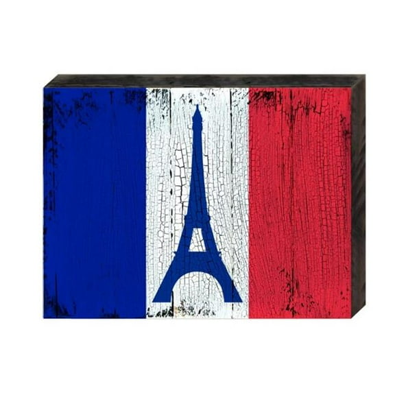 Designocracy 85099-FR-08 Flag of France Rustic Wooden Board Wall Decor