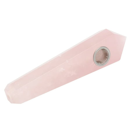 100% Natural Rose Quartz Crystal Pink Wand Smoking Pipe Healing & w/Carb Hole,