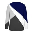 thumbnail image 6 of BLVB Womens Crewneck Sweatshirts Trendy Fall Long Sleeve Loose Pullover Dressy Casual Ladies Color Block Blouse Blue A5, 6 of 6