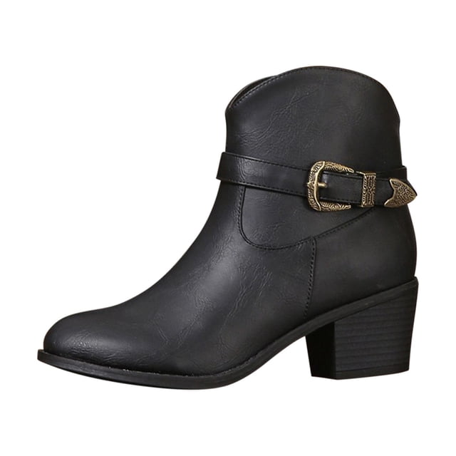 Amzcrzy Zapatos de mujer,Zapatos de mujer,Zapatillas de mujer, Zapatos de mujer, punta puntiaguda, color cálido, informal, retro, tacón bajo, costuras, cinturón, moda, botines hasta la mitad del tobi