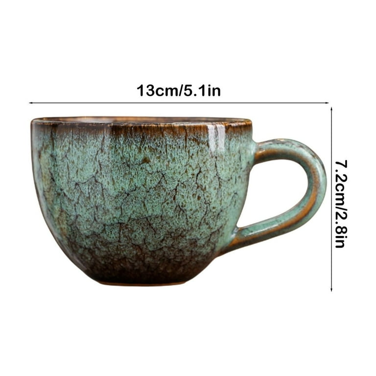 250ml Ceramic Coffee Mug with HandleHandmade Kiln Change Glaze Tea Cup  Novelty Coffee Mug for Coffee, Tea, Milk or Other Liquid Green