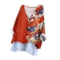 thumbnail image 4 of Busydd Womens Tops Fashion Vintage Floral Print Cotton Linen Shirts Long Sleeve Round Neck Summer Tops Loose Fit Plus Size Blouses Casual Comfort Tee Tops Classic Oversized Tops for Women,S-5XL, 4 of 7