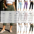 thumbnail image 3 of Costeam Womens Multi Button Pleated Front Linen Capri Pants Dual Side Slip Pockets Non Elastic High Waist Lightweight Wrinkle Resistant Loose Mid Calf Casual Cropped Trousers, 3 of 7