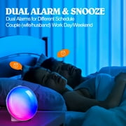 Sunrise Alarm Clock Wake Up Light for Heavy Sleepers, Upgrade Full Screen Daylight Alarm Clock with Sunrise and Sunset Simulation, Dual Alarm, Snooze, Sleep Aid, FM Radio,17 Colors, 10 Natural Sounds