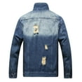 thumbnail image 2 of LZNEV Jean Jacket for Men, Fashion Mens Denim Jacket Washed Classic Casual Distressed Ripped Slim Fit Trucker Jacket, 2 of 5