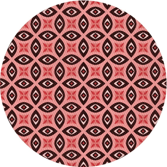 Ahgly Company Indoor Round Patterned Deep Red Area Rugs, 8' Round