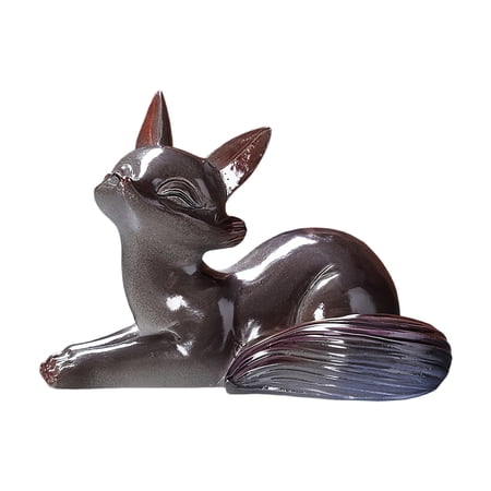 Color Changing Foxes Teas Pet Sculpture Temperature Sensitive Resin Decors Teas Ceremony Accessory For Table Gift