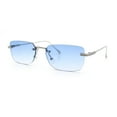 thumbnail image 5 of Retro Luxe Rimless Rectangle Metal Frame 90s Fashion Sunglasses Silver - Blue, 5 of 8