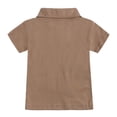 thumbnail image 4 of Usaibhir Toddler Boys Girls Summer Shorts Sets Kids Cotton Short Sleeve Shirt Set Solid Color Button Up Shirts Tops Shorts Clothes Outfits Set with Pockets for 1-8Y, 4 of 13