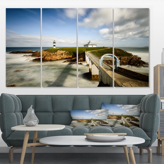 Cloudy Illa Pancha Lighthouse - Seashore Photo Canvas Print