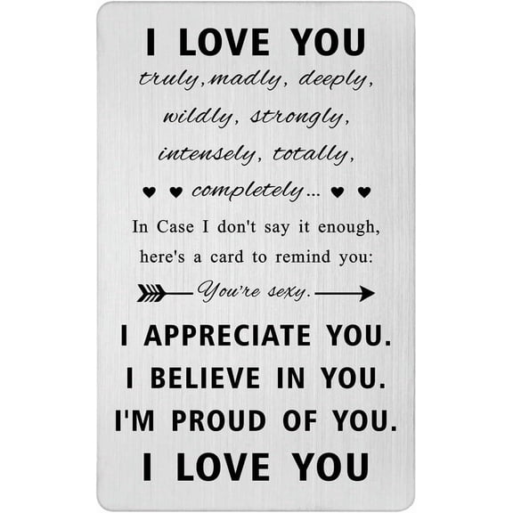 Daisyco Gifts To My Love Engraved Wallet Card Inserts, Mini Love Notes Anniversary Valentines Gift