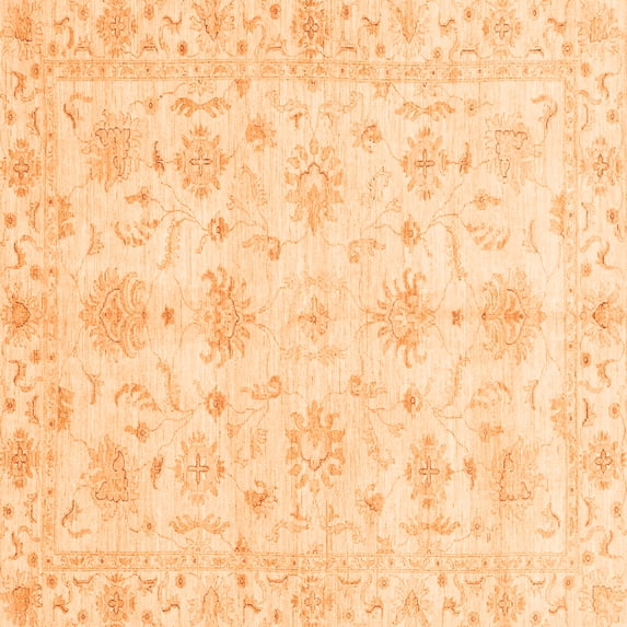 Ahgly Company Indoor Square Oriental Orange Modern Area Rugs, 4' Square