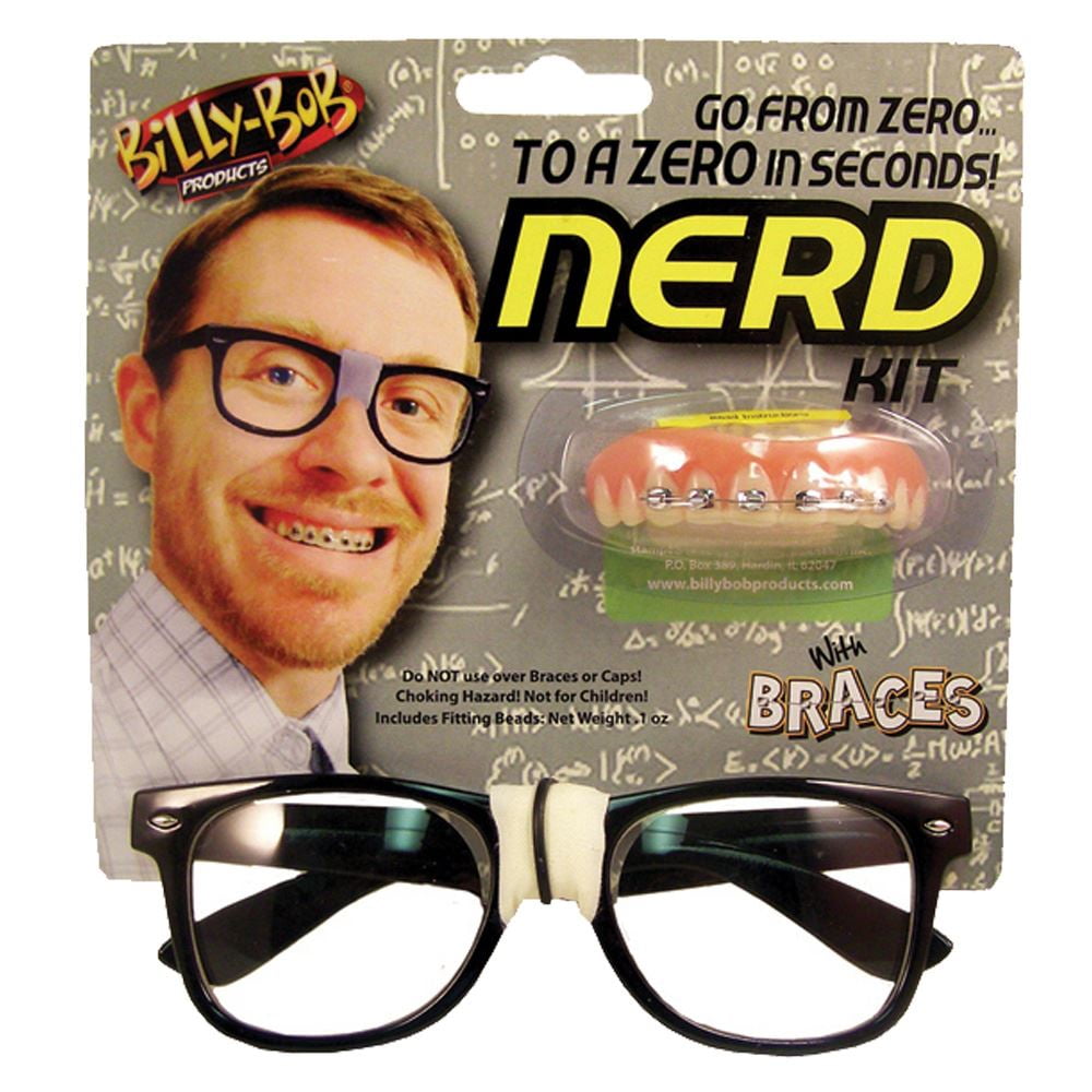 Billy-Bob 's Nerd Kit-Glasss & Faux Appareil Dentaire Dents-Geek Ringard Halloween Costume 