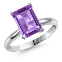 Gem Stone King PLAT-900 Platinum Purple Amethyst Engagement Ring for Women | 3.50 Cttw | Octagon 10X8MM | Gemstone February Birthstone | Size 5
