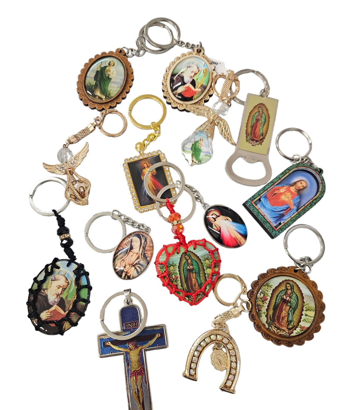 50 Llaveros San Benito Acero Inoxidable Misa Cruz 3d Cristo Plateado | Envío Gratis