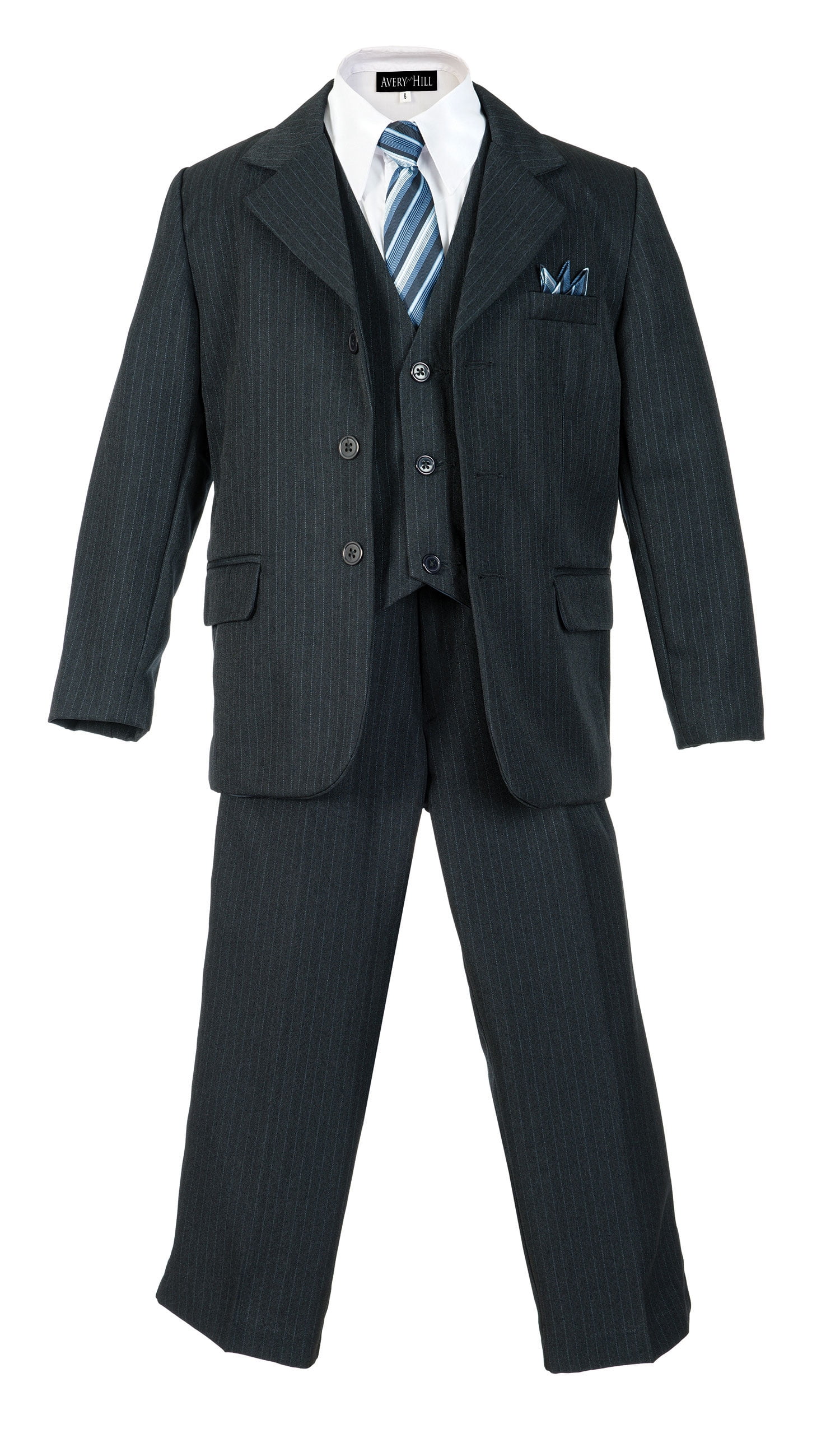 Avery Hill Boys Pinstripe Suit Set with Matching Tie (Toddler, Little