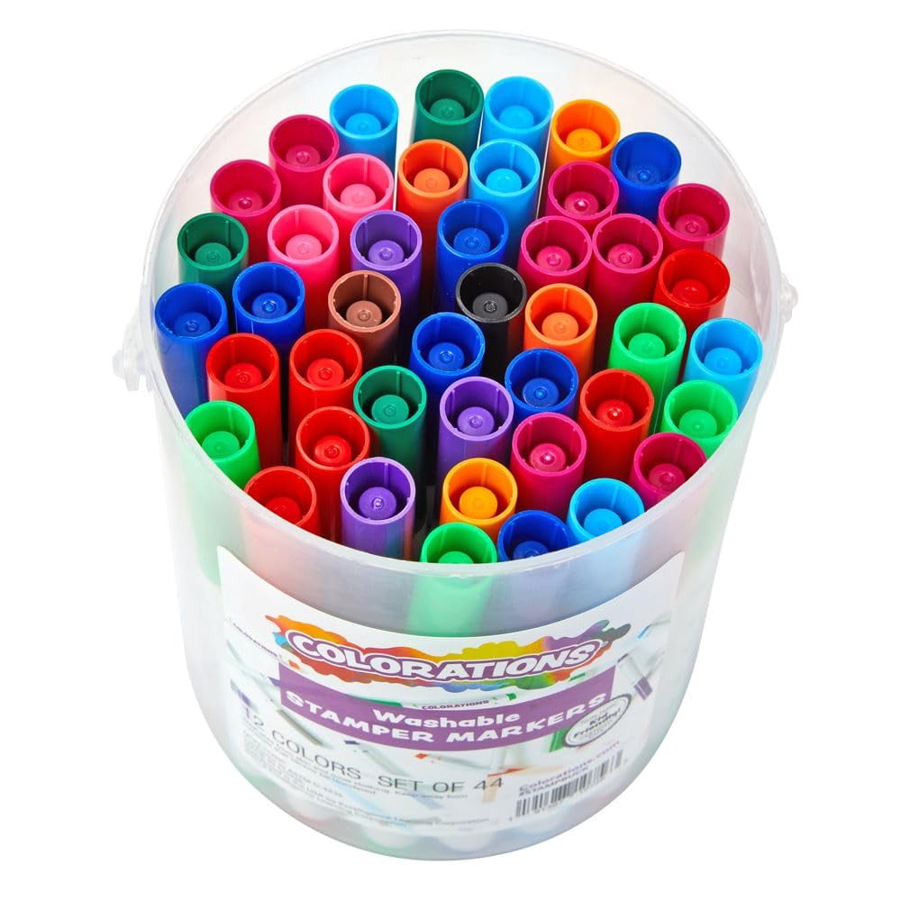 Colorations Washable Marker Stamper Bucket - 44 Pieces
