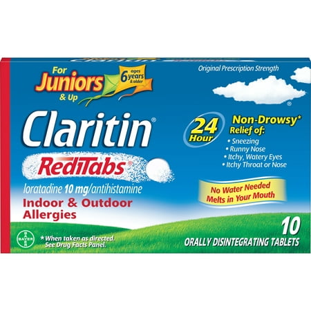 Junior's 24 Hour Non-Drowsy Allergy Relief RediTabs, 10mg, 10 (Best Allergy Medicine For Kids)