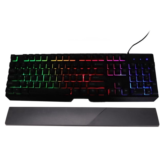 Clavier Filaire RVB, Clavier Rétroéclairé Coloré en Matériau ABS avec Caractères Transparents, Bonne Résilience et Repose-Poignet pour Bureau pour Maison Noir,Blanc