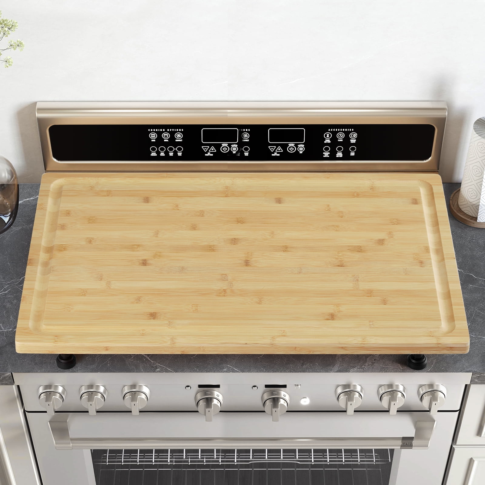 30x20 Inch Bamboo Stove Cover - Multi-Function Adjustable Height Board