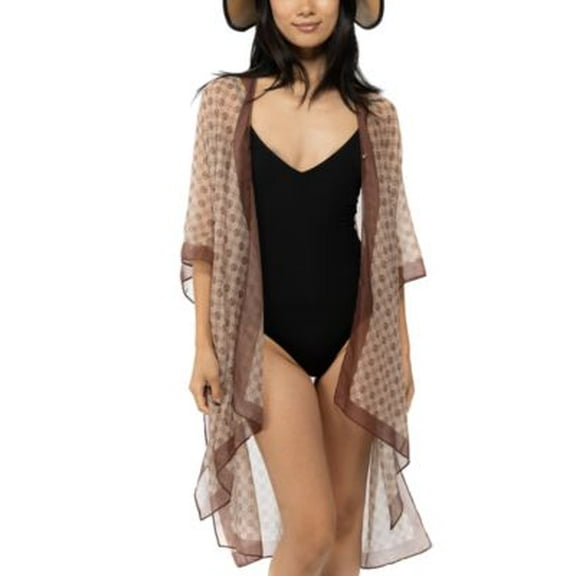 Giani Bernini Women's Signature Logo Button-Front Brown Kimono Cover Up OS