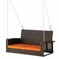 thumbnail image 2 of Spaco Outdoor Swing Bench with Cushions, 550 lbs Weight Capacity, Relaxing Patio Furniture, Wicker Porch Swing Chair for Outdoor, Orange, 2 of 11