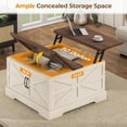 thumbnail image 3 of Lift Top Coffee Table with 50 Gallons Storage, Farmhouse Square Coffee Table with Lifting Top and Barn Door for Living Room, Home Office, Brown, 3 of 8
