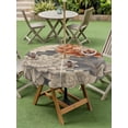 thumbnail image 5 of Outdoor Tablecloth with Umbrella Hole Zipper Burnt Orange Grey Flower Round Tablecloth 54" Waterproof Outside Table Cloth Botanical Spring Floral Patio Table Cover Tablecloths for Picnic Party, 5 of 8