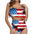 thumbnail image 2 of ZQUUVOU Womens High Waisted Bikini Sets Drawstring Tummy Control Swimsuits Crisscross Tie Back Swimsuit Set (G-Multicolor,S), 2 of 5