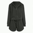 thumbnail image 4 of Towmus 2 Piece Sweatsuit Outfits for Women Half Zip Long Sleeve Pullover Sweatshirt Drawstring Shorts Lounge Set with Pockets Ladies Clothes, 4 of 6