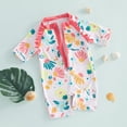 thumbnail image 2 of Fortune Toddler Girls Rash Guard Swimsuit Short Sleeve Floral Print Ruffle Bathing Suit, 2 of 7