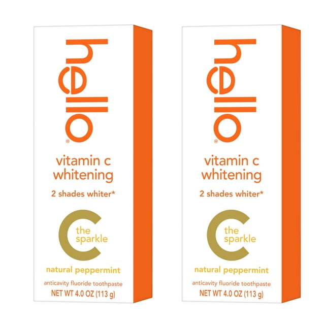 Pasta de dientes Hello, blanqueadora con vitamina C y flúor, 120 ml (paquete de 2)