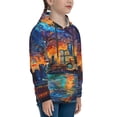 thumbnail image 3 of Honeii Neon Shanghai Cityscape Night Pattern Long-Sleeve Hooded Sweatshirt Pullover Hoodie for Boys and Grils-Small, 3 of 6