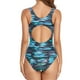 thumbnail image 4 of Traje de baño de una pieza Patrón de impresión Diseño sin espalda Traje de baño elástico de una pieza Traje de baño deportivo para mujer Verde XL, 4 of 6