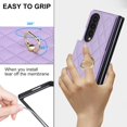 thumbnail image 3 of ELEHOLD Luxury Wallet Case for Samsung Galaxy Z Fold 3, Faux Leather Non-Slip Grip Ring Holder Flip Kickstand Card Cash Slot Shockproof Protection Case for Samsung Galaxy Z Fold 3 ,Purple, 3 of 7