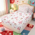 thumbnail image 2 of Manfei Snowy Xmas Pink Christmas Zipper Twin Comforter Sets with Fitted Sheet and 2 Pillowcases,Winter Holiday Zipper Bedding Set,Pink Reversible,4 Pieces, 2 of 7