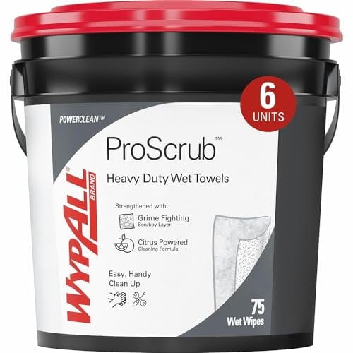 Kimberly-Clark WypAll PowerClean ProScrub Cleaning Wipes - Heavy Duty, Orange Citrus Scent - 75 Count