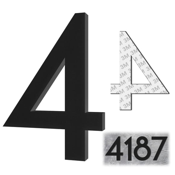 Números para casa CecilyArts negros autoadhesivos de 4 pulgadas