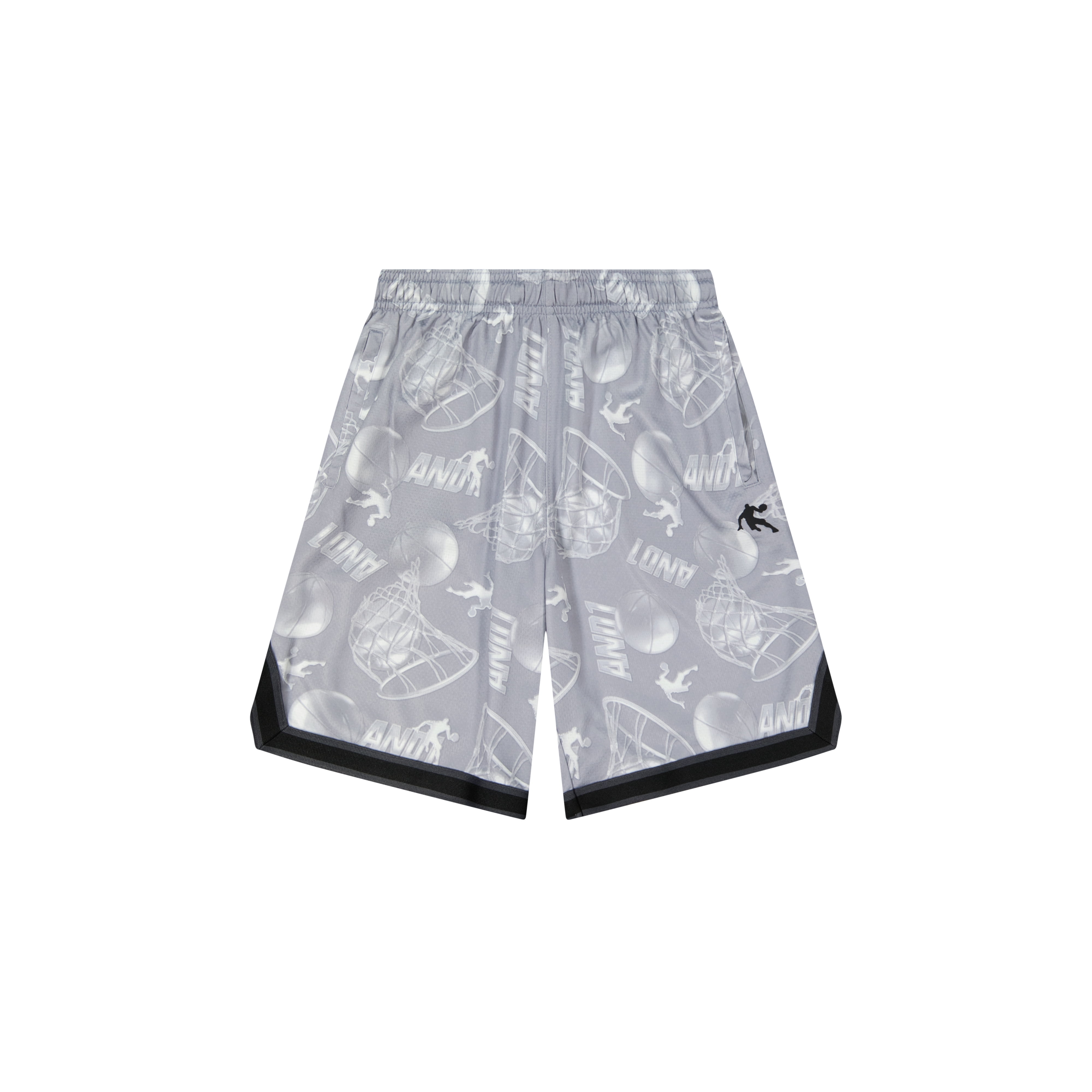 AND1 Boy's Athletic Platinum Short, 7" Inseam, Sizes 4-18