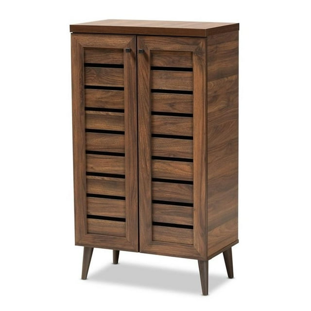 Baxton Studio Salma Armoire de Rangement pour Chaussures à 2 Portes en Bois Fini Noyer Brun