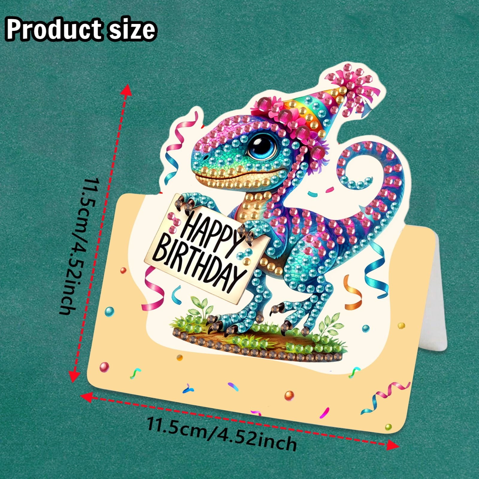 FLOPESN 6Pcs Happy Birthday DIY Diamond Art Painting Greeting Card,3D Folding Card Kit,White 4.5X9.1in Envelopes for Festival Gift-Birthday Dinosaur