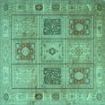 thumbnail image 1 of Ahgly Company Machine Washable Indoor Square Persian Turquoise Blue Traditional Area Rugs, 3' Square, 1 of 4