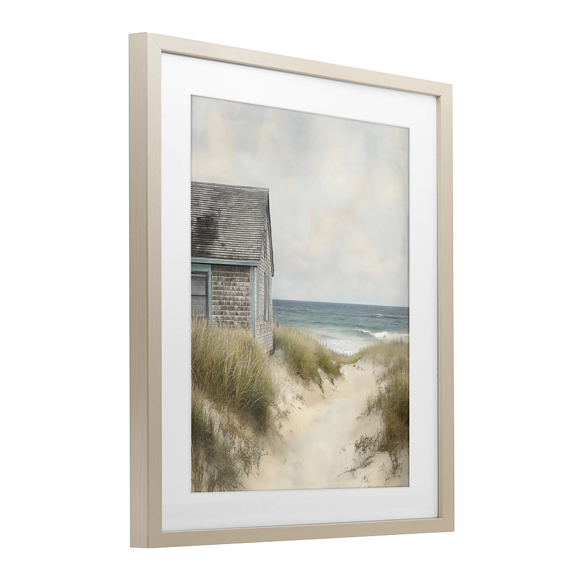 Stupell Industries Oceanfront Cottage on Dune Path Birch Framed Print Under Glass, design by Creative Studio