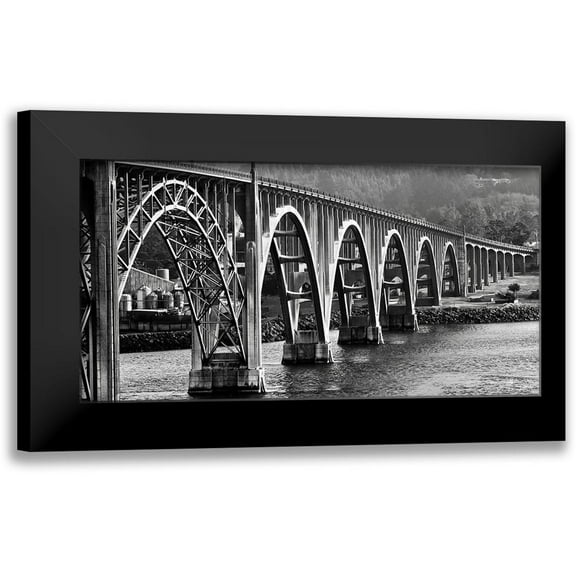 Susan Vizvary Photography 14x9 Black Modern Framed Museum Art Print Titled - Oregon Bridge in Black and White