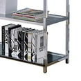 thumbnail image 3 of Benzara BM205335 Metal & Glass Sofa Table with 2 Open Shelves, Silver & Clear, 3 of 5