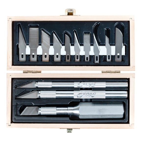 Excel Blades Craftsman Knife Set with Wooden Case