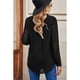 thumbnail image 4 of Blusa holgada de moda transpirable con botones y cuello vuelto de manga larga para mujer Negro XL, 4 of 6